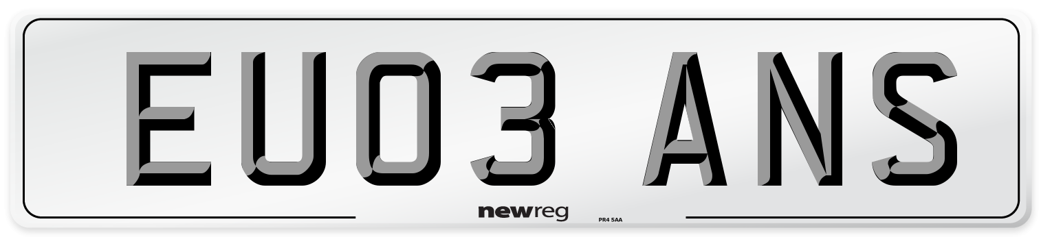 EU03 ANS Number Plate from New Reg